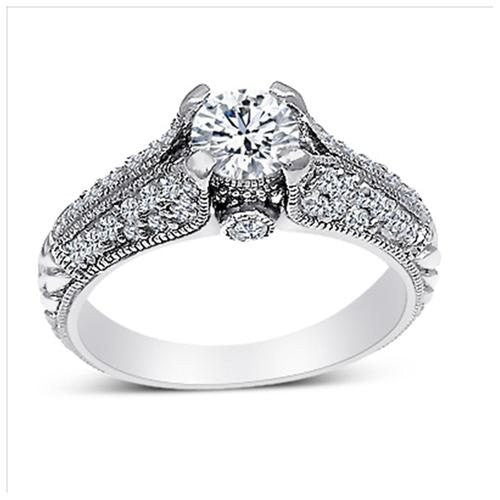Art Deco Sterling Silver Cubic Zirconia Art Deco Antique Halo Engagement  Ring CZ Two Piece Bridal Set (Size 6) : Amazon.in: Jewellery